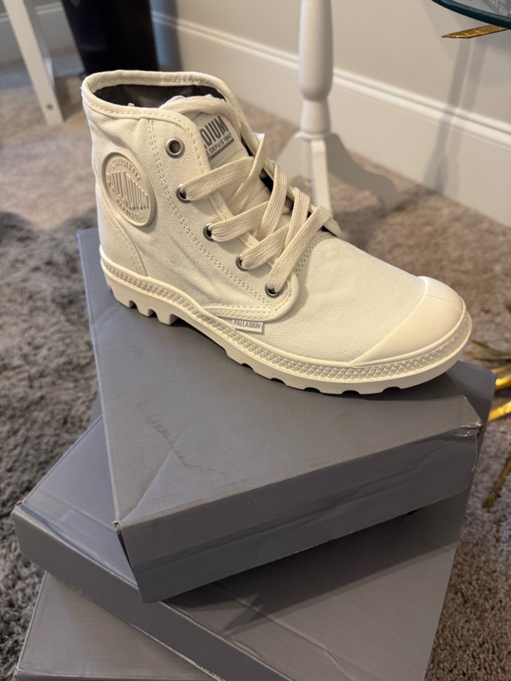 Palladium  High-Top Canvas Sneaker Boot - Off-White